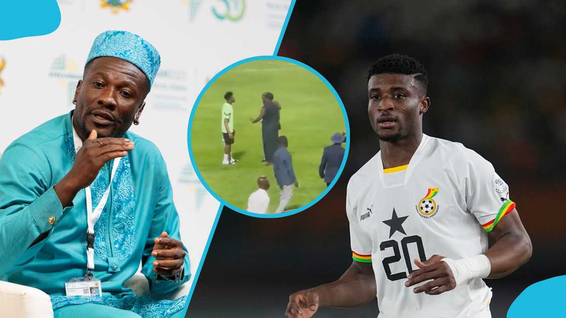 Asamoah Gyan appeared to give some football tips to Mohammed Kudus. Asamoah Gyan appeared to give some football tips to Mohammed Kudus.