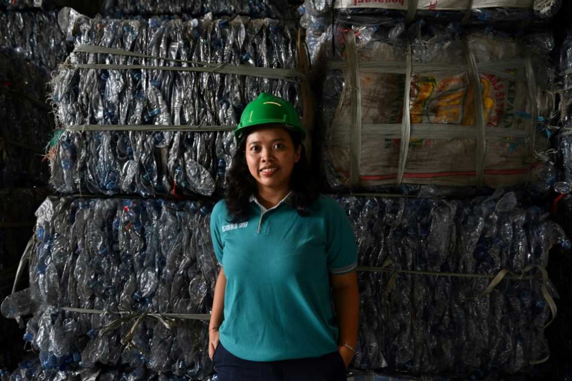 Dian Kurniawati, CEO and founder of Tridi Oasis Group, stands at a plastics recycling factory in Tangerang, Banten province Dian Kurniawati, CEO and founder of Tridi Oasis Group, stands at a plastics recycling factory in Tangerang, Banten province