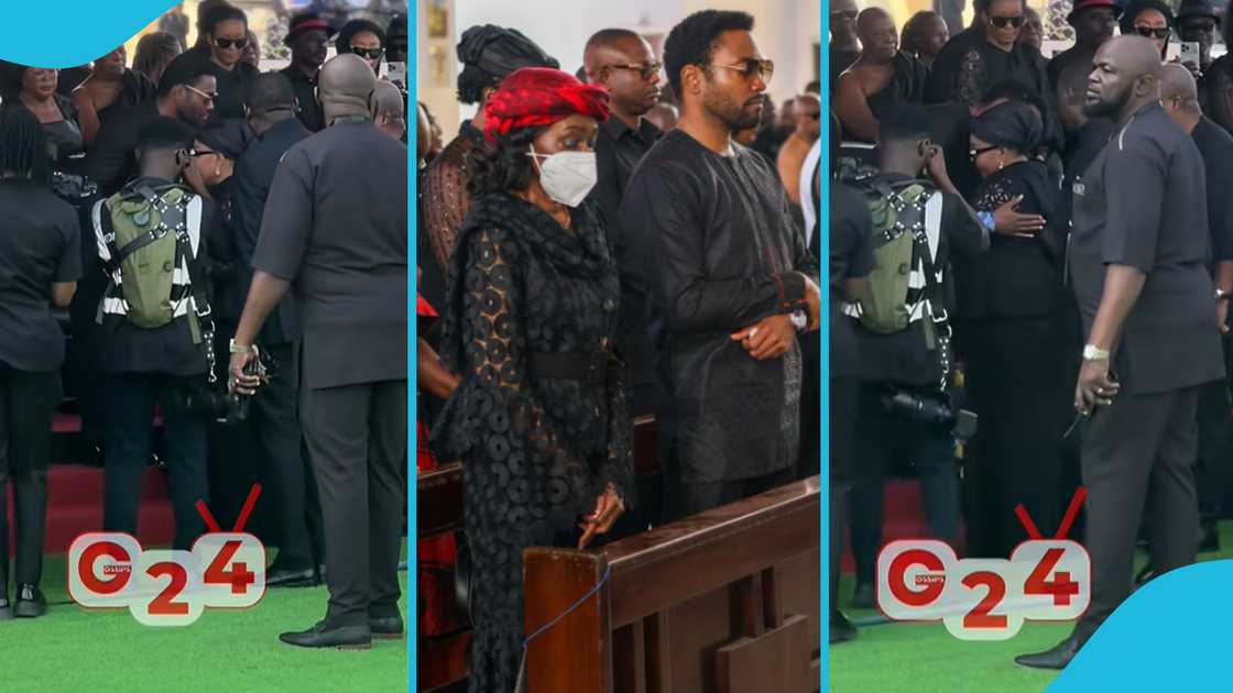 Lordina Mahama, Kimathi Agyeman-Rawlings, Nana Konadu Agyeman-Rawlings, first lady, Nana Konadu funeral, Lordina Mahama consoles Kimathi Lordina Mahama, Kimathi Agyeman-Rawlings, Nana Konadu Agyeman-Rawlings, first lady, Nana Konadu funeral, Lordina Mahama consoles Kimathi