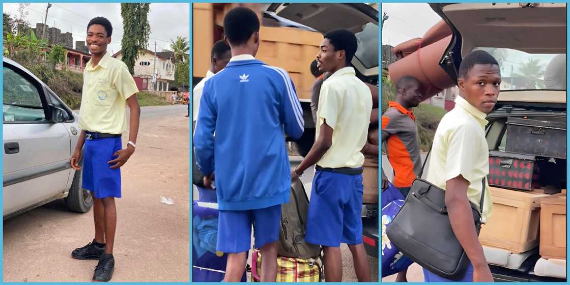 Final year students of Nsein SHS return home with all their belongings.