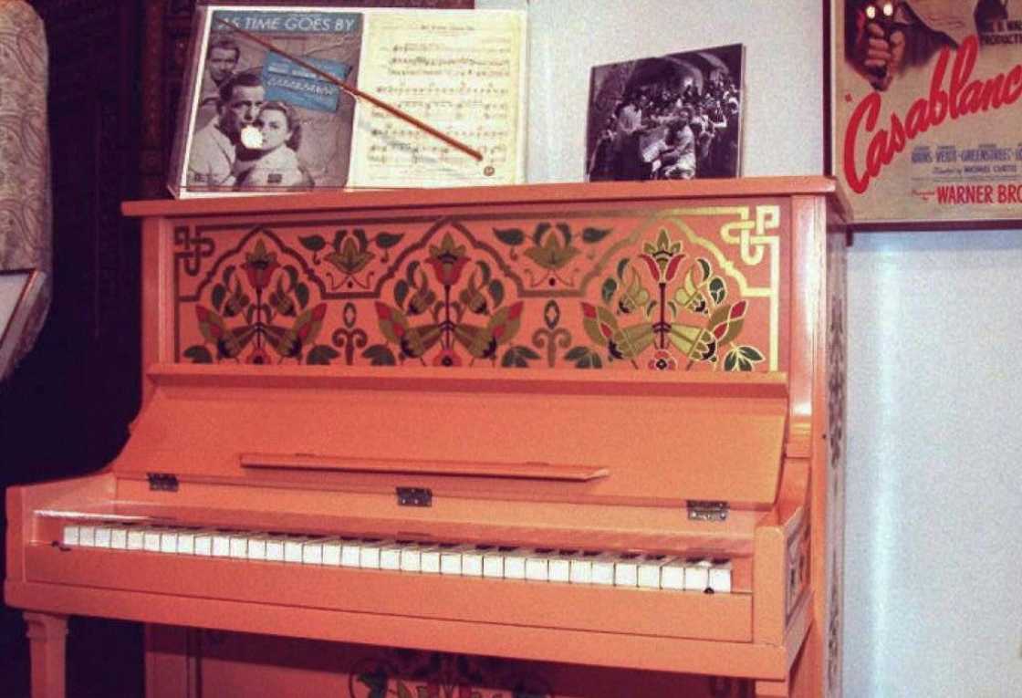 The piano used in "Casablanca" to play "As Time Goes By" on display at the Warner Brothers Studio Museum in Burbank, California, in a file picture from 1996 The piano used in "Casablanca" to play "As Time Goes By" on display at the Warner Brothers Studio Museum in Burbank, California, in a file picture from 1996