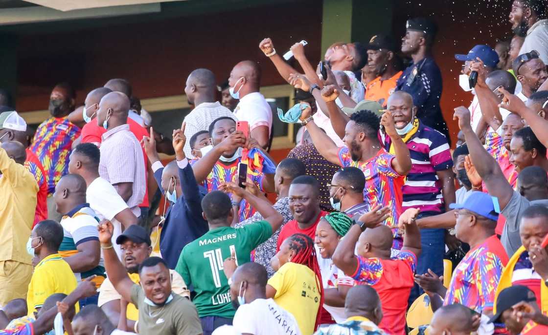 Hearts of Oak fans celebrate win against Wydad. SOURCE: Twitter/ @442GH