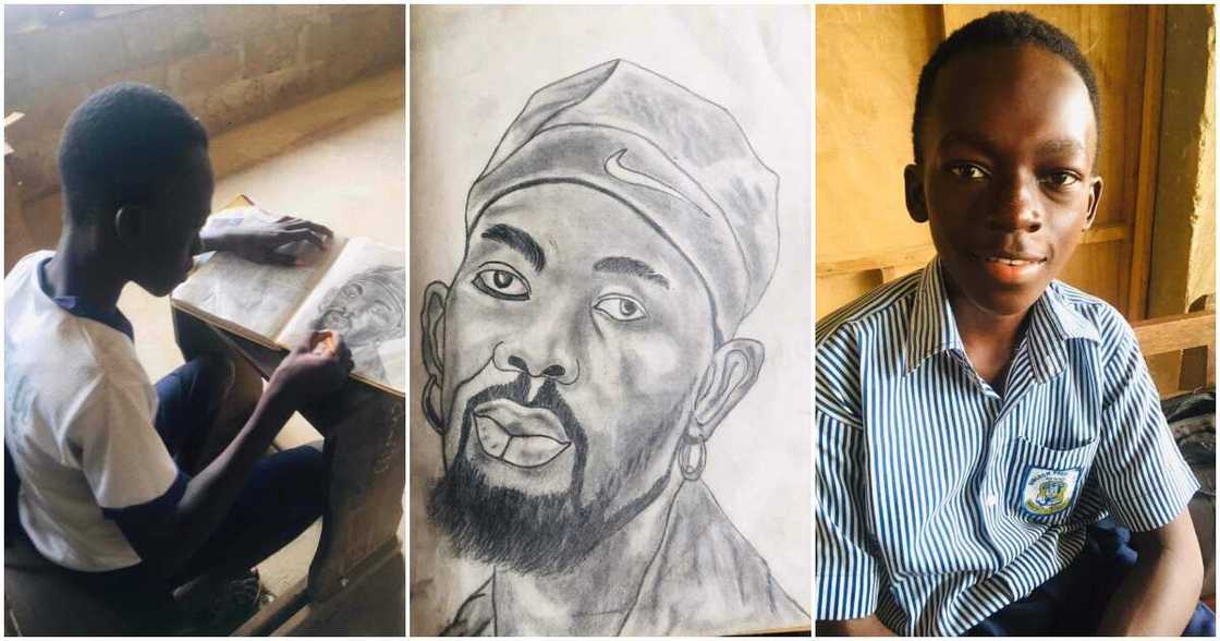 Young kid draws beautiful sketch of Black Sherif Young kid draws beautiful sketch of Black Sherif