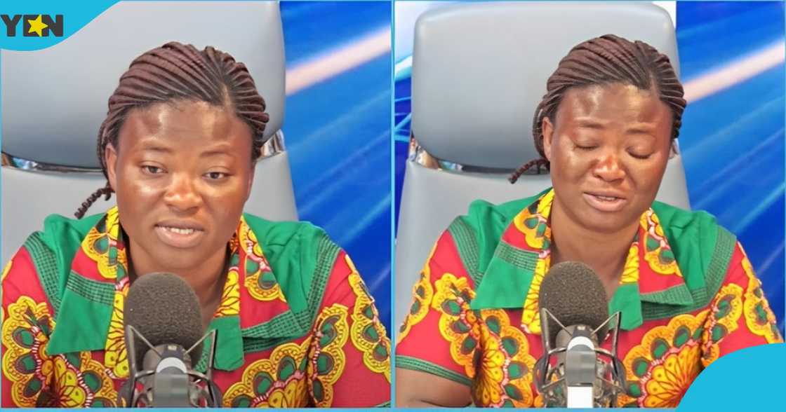 A photo of a Ghanaian woman crying on live TV