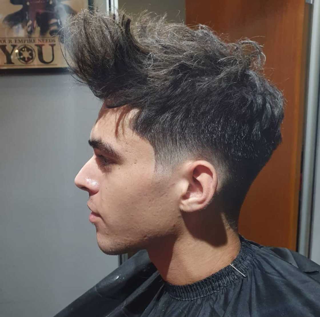 Textured quiff with faded sides