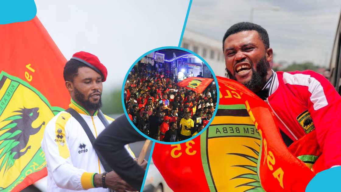 Kotoko and Hearts fans put aside their rivalry to honour the late Nana Pooley with a powerful 'jama' session. Photo credit: @AsanteKotoko_SC/X. Kotoko and Hearts fans put aside their rivalry to honour the late Nana Pooley with a powerful 'jama' session. Photo credit: @AsanteKotoko_SC/X.