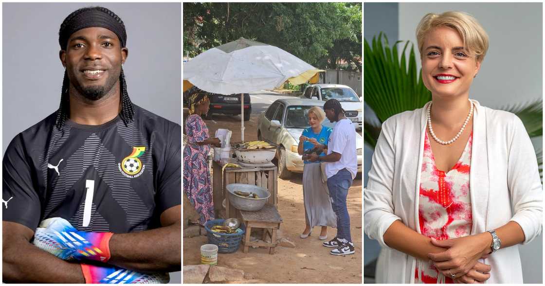 Ghanaian footballer Ati Zigi and the Swiss Ambassador Giger Simone Ghanaian footballer Ati Zigi and the Swiss Ambassador Giger Simone