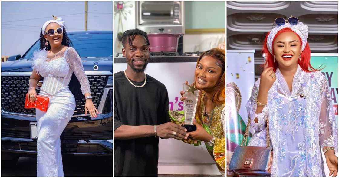 Nana Ama McBrown receiving an award for most stylist female celeb at YEN Entertainment Awards 2023 Nana Ama McBrown receiving an award for most stylist female celeb at YEN Entertainment Awards 2023