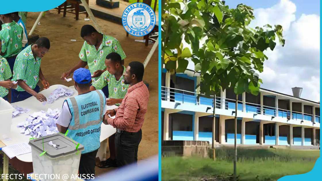 Akim Swedru Secondary School students and administration block Akim Swedru Secondary School students and administration block