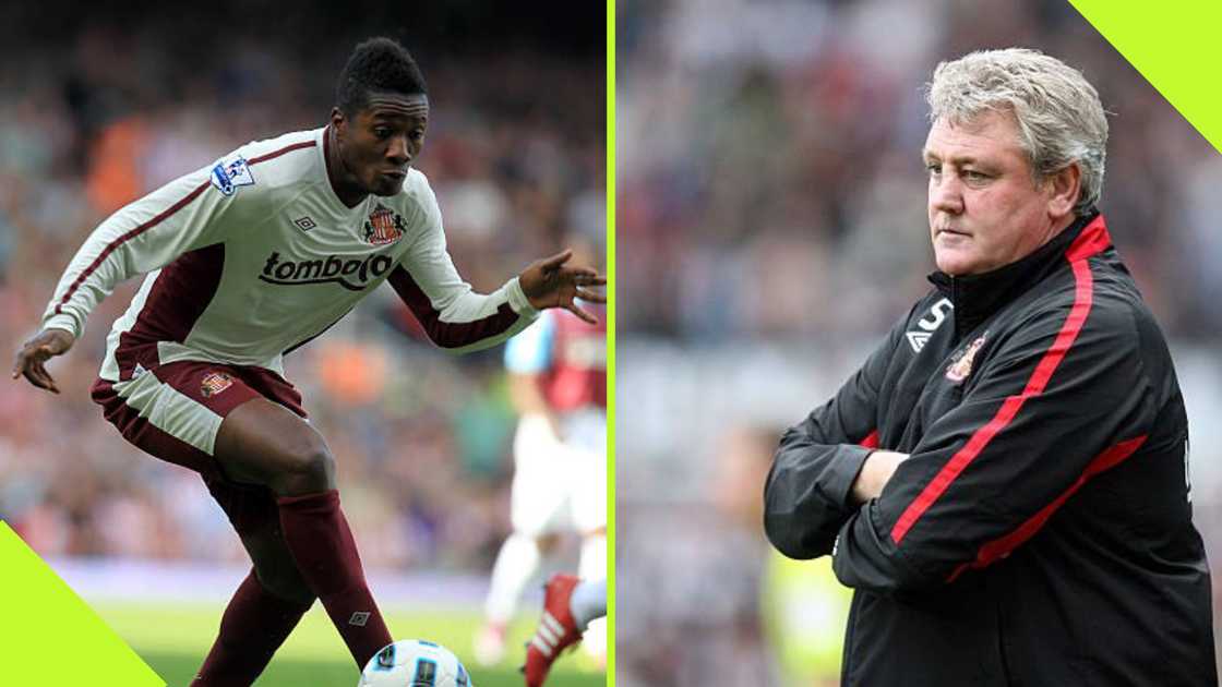 Asamoah Gyan and Steve Bruce.