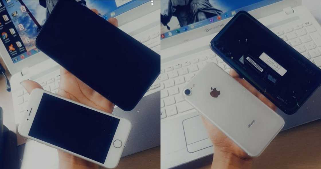 Young lady shares pics of her new phones