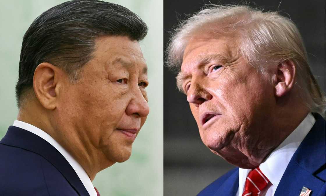 The London talks come after a call between Chinese President Xi Jinping (L) and US President Donald Trump (R) aimed at calming tensions over tariffs The London talks come after a call between Chinese President Xi Jinping (L) and US President Donald Trump (R) aimed at calming tensions over tariffs