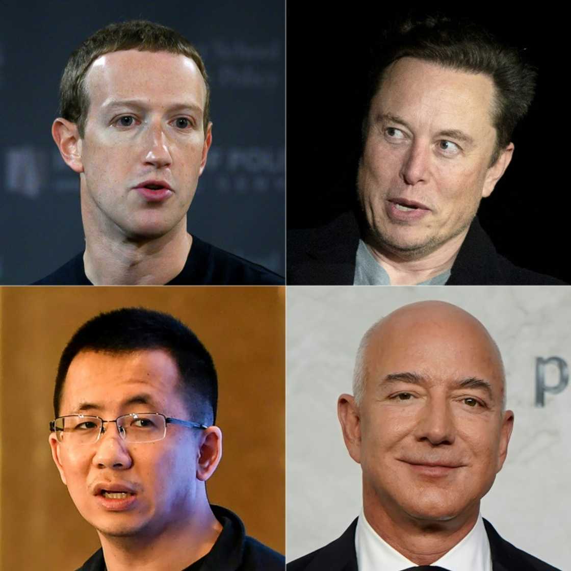 Facebook founder Mark Zuckerberg, Tesla CEO Elon Musk and Amazon founder Jeff Bezos saw their massive fortunes shrink over 2022, while Zhang Yiming bucked the trend with a rising share price of his company, TikTok-parent Bytedance Facebook founder Mark Zuckerberg, Tesla CEO Elon Musk and Amazon founder Jeff Bezos saw their massive fortunes shrink over 2022, while Zhang Yiming bucked the trend with a rising share price of his company, TikTok-parent Bytedance
