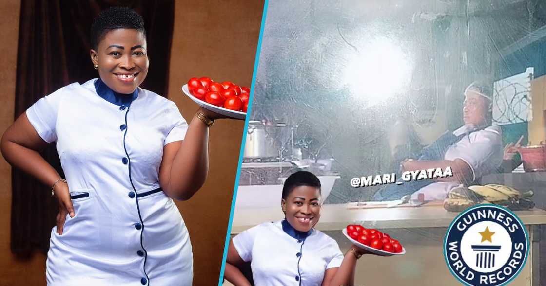 Chef Abena Kwartemaa, who is on a quest to break the record for the longest cooking hours by an individual, was captured sleeping Chef Abena Kwartemaa, who is on a quest to break the record for the longest cooking hours by an individual, was captured sleeping