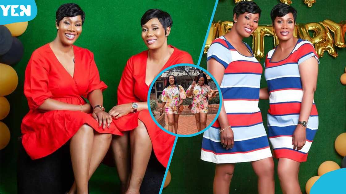 Borga Sylvia, Sandra Adu, Afia Pokuaa, Kumawood actresses, Kumasi, Twins fashion Borga Sylvia, Sandra Adu, Afia Pokuaa, Kumawood actresses, Kumasi, Twins fashion