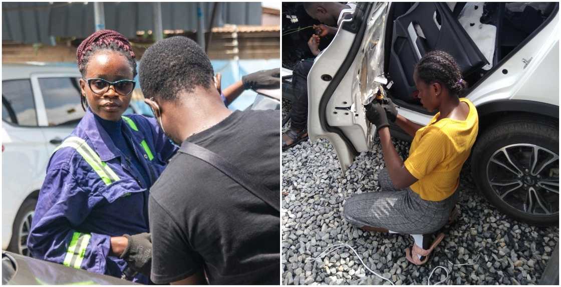 Belinda Akaba Repairing an Electric Vehicle