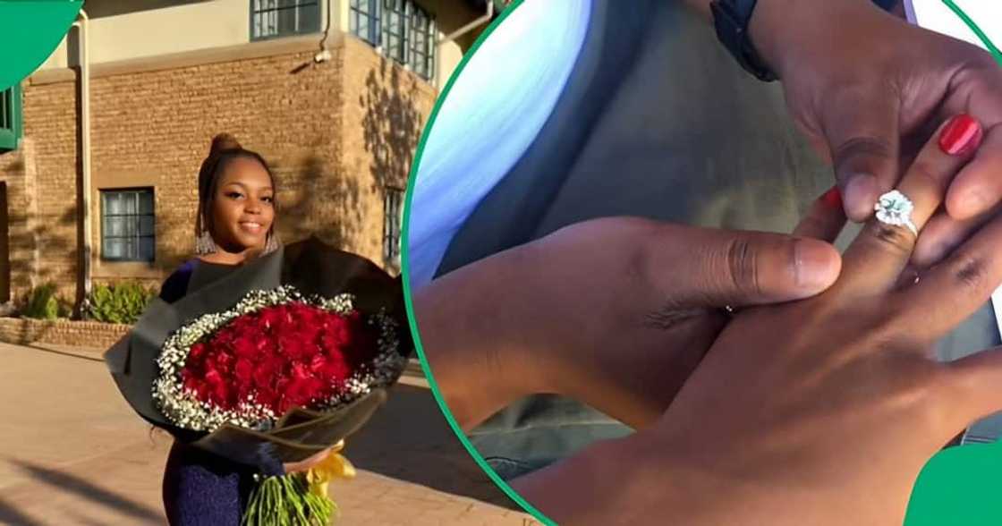 A TikTok video shows a man proposing to his girlfriend whom he met on Tinder.