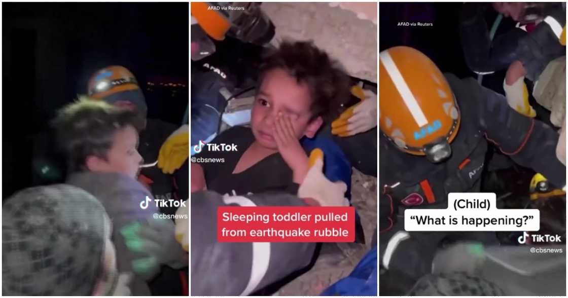 Photos of boy in Turkey being rescued while he was sleeping