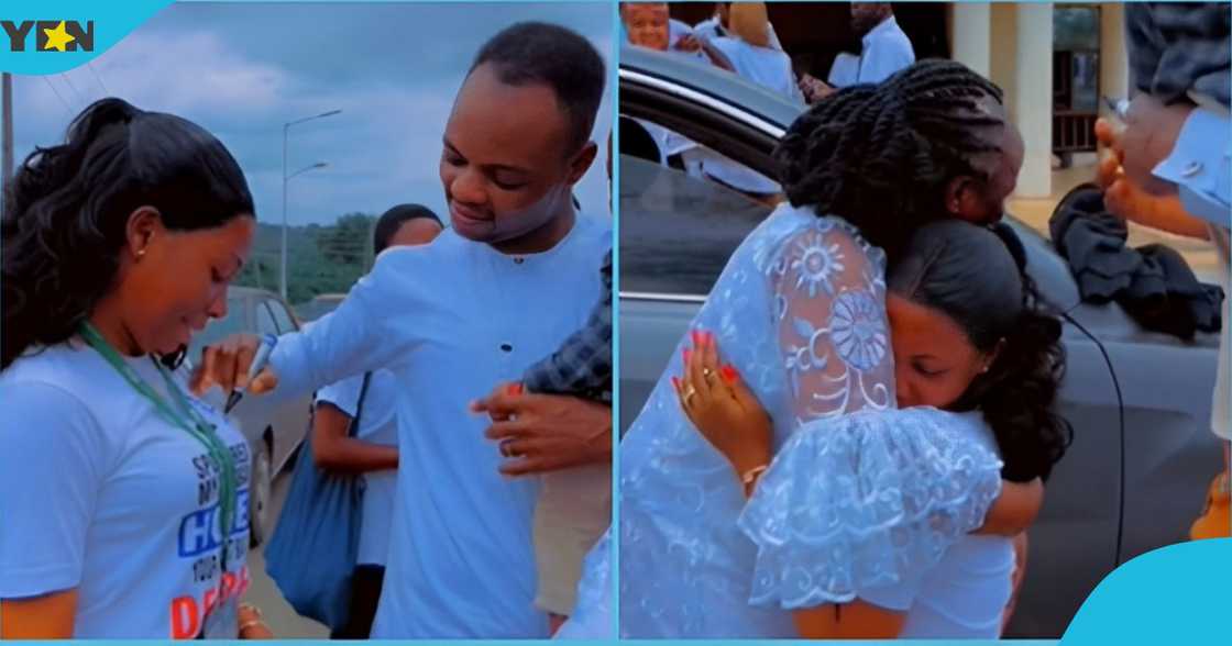 Photo of a young lady showing appreciation to her family after completing university. Photo of a young lady showing appreciation to her family after completing university.