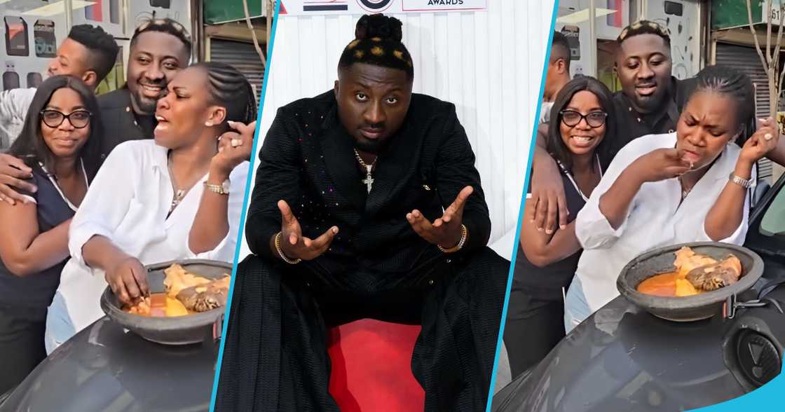 Amerado, Amerado eyes Ghanaian lady's bowl of Fufu, Bowl of Fufu, Amerado public linkup in the US Amerado, Amerado eyes Ghanaian lady's bowl of Fufu, Bowl of Fufu, Amerado public linkup in the US