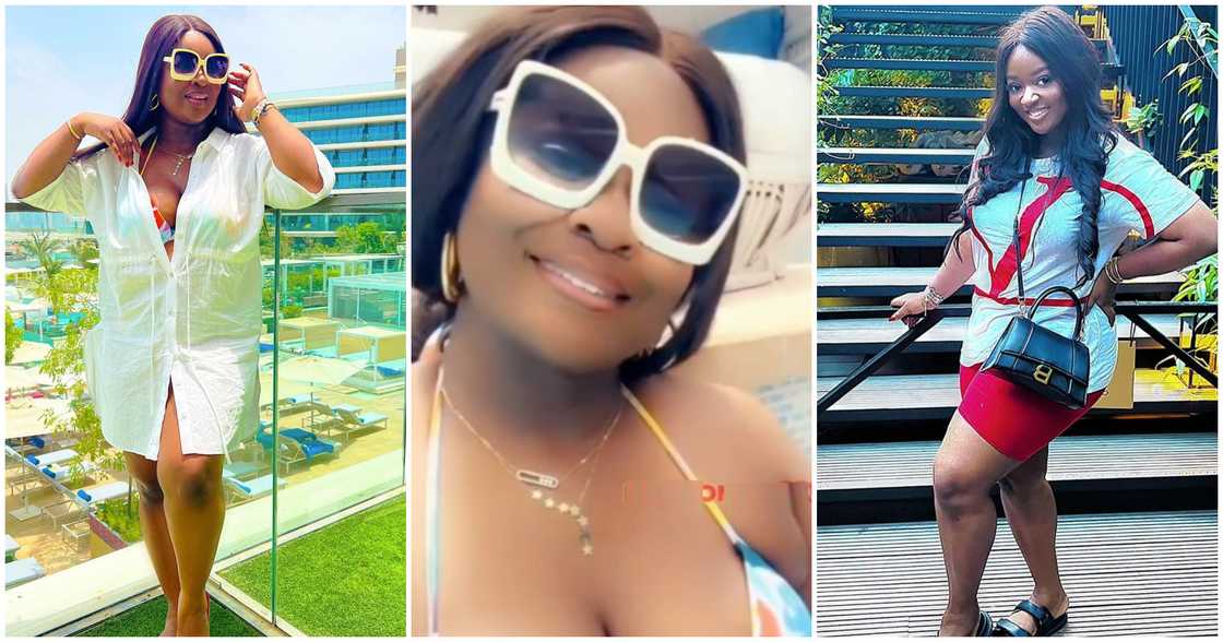Jackie Appiah swimming in Dubai Jackie Appiah swimming in Dubai
