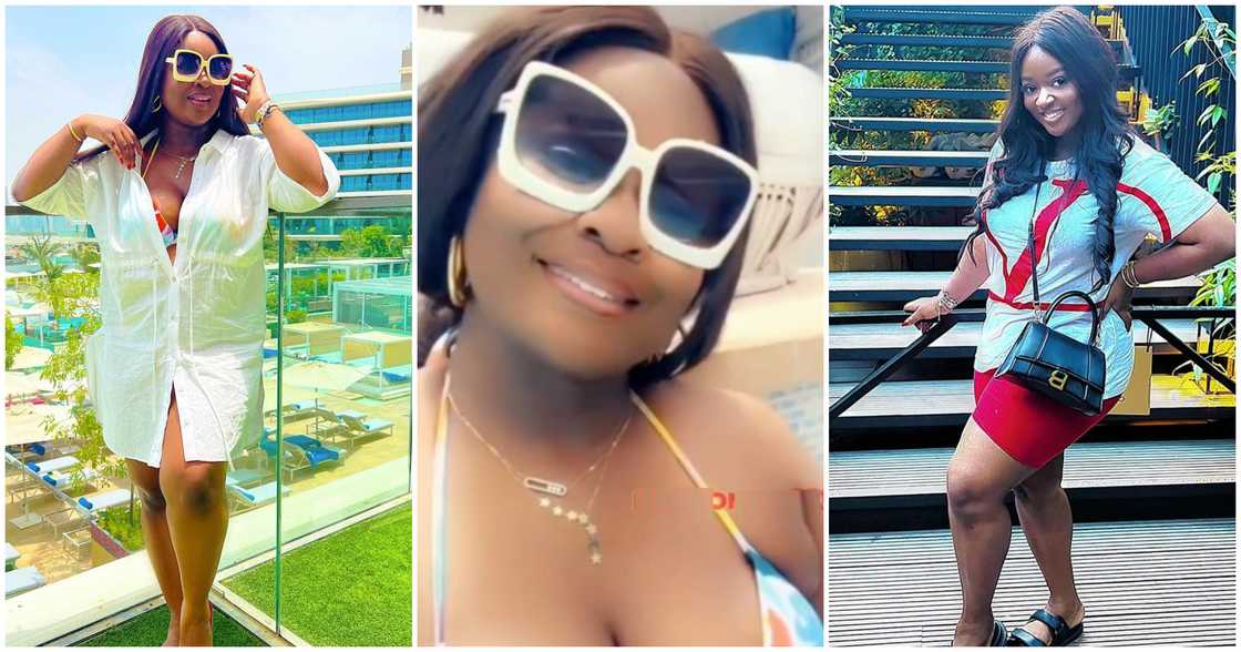 Jackie Appiah swimming in Dubai