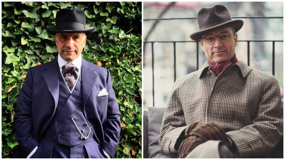 Two elderly men in homburg hats Two elderly men in homburg hats