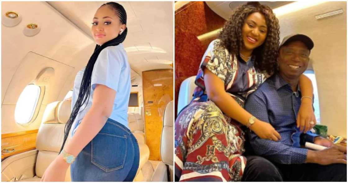 Regina Daniels flies in private jet