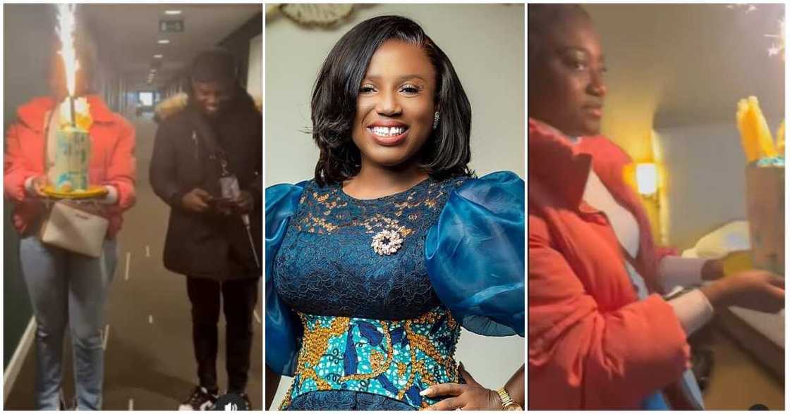 Diana Hamilton receives a surprise cake at her UK residence Diana Hamilton receives a surprise cake at her UK residence