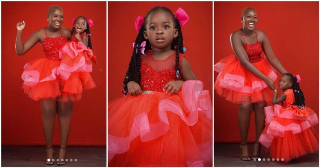 Fella Makafui poses with her daughter Island Frimpong in Christmas photos.