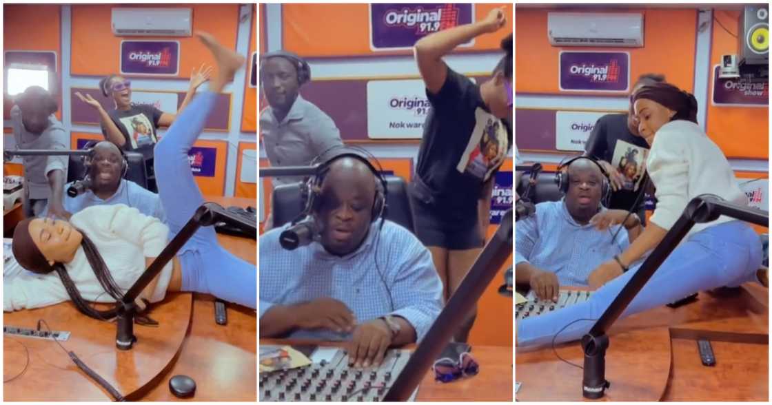 Akuapem Poloo dancing at radio station Akuapem Poloo dancing at radio station