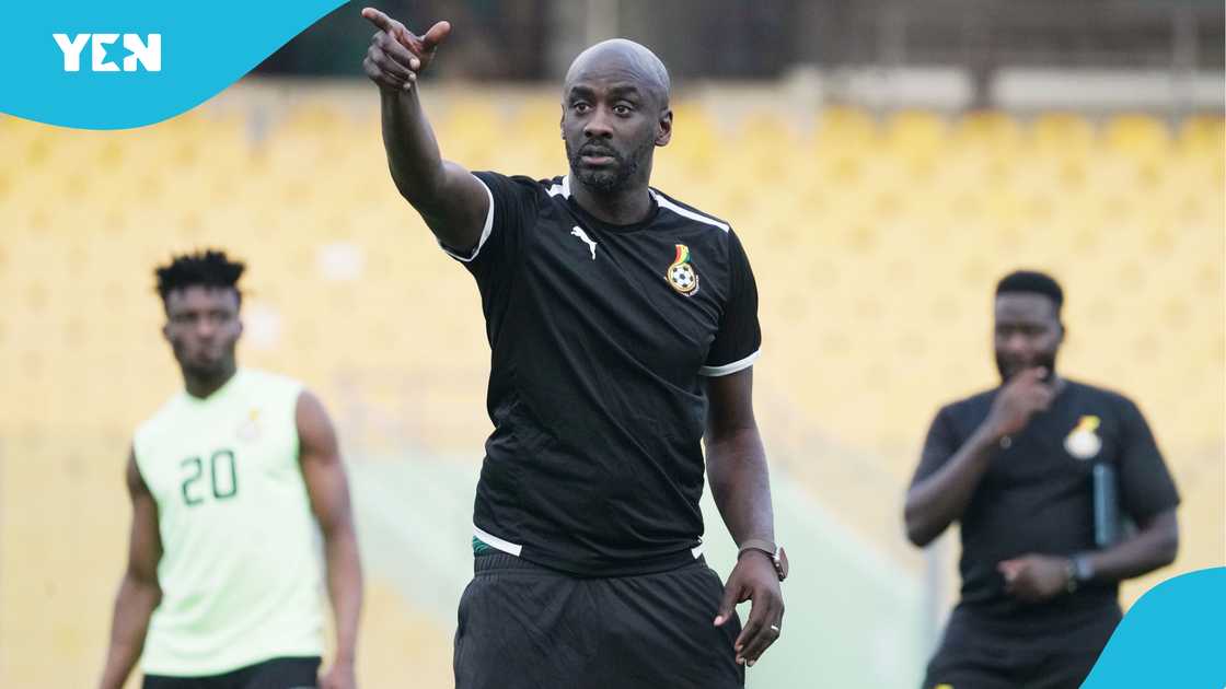 Otto Addo leads Black Stars training. Otto Addo leads Black Stars training.