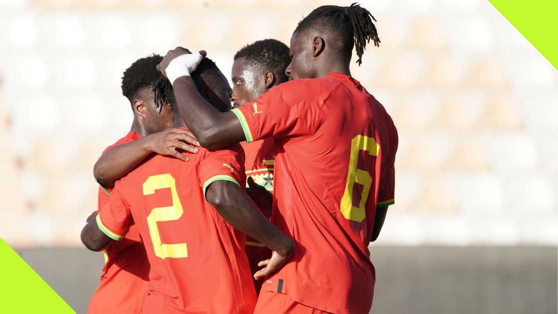 Ghana Black Stars players during an AFCON qualifier. Ghana Black Stars players during an AFCON qualifier.