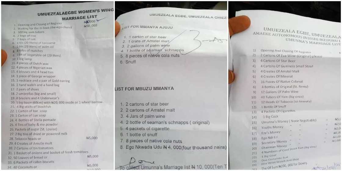 Nigerian Lady Calls off Marriage after Man Paid Close to N1m in Bride Price, Photos of the List Spark Outrage Nigerian Lady Calls off Marriage after Man Paid Close to N1m in Bride Price, Photos of the List Spark Outrage