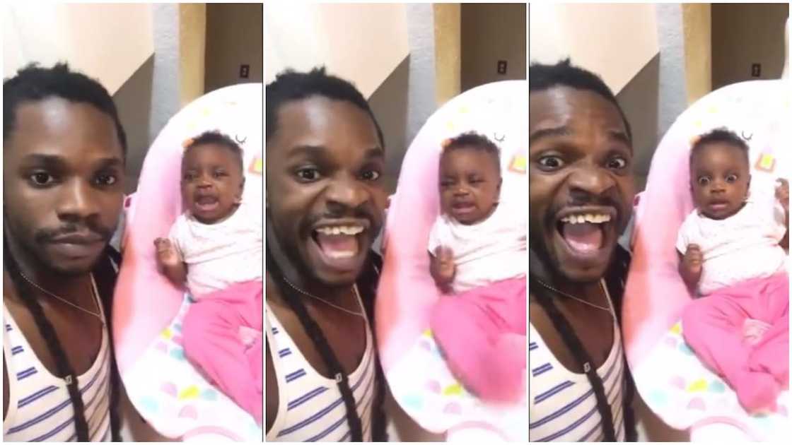 See how this man used his own crying to scare ths baby, keep her quiet See how this man used his own crying to scare ths baby, keep her quiet