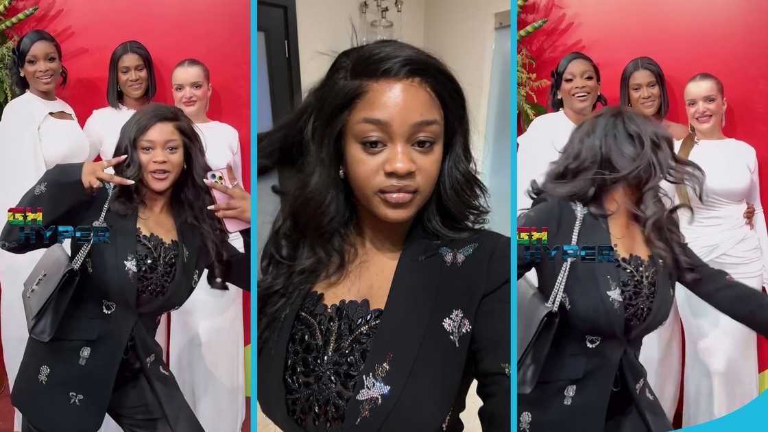 Farida Mahama, Miss Malaika 2020 winner Jasmine Djang, Asma Mahama, Presidential inauguration dinner party, John Dramani Mahama Farida Mahama, Miss Malaika 2020 winner Jasmine Djang, Asma Mahama, Presidential inauguration dinner party, John Dramani Mahama