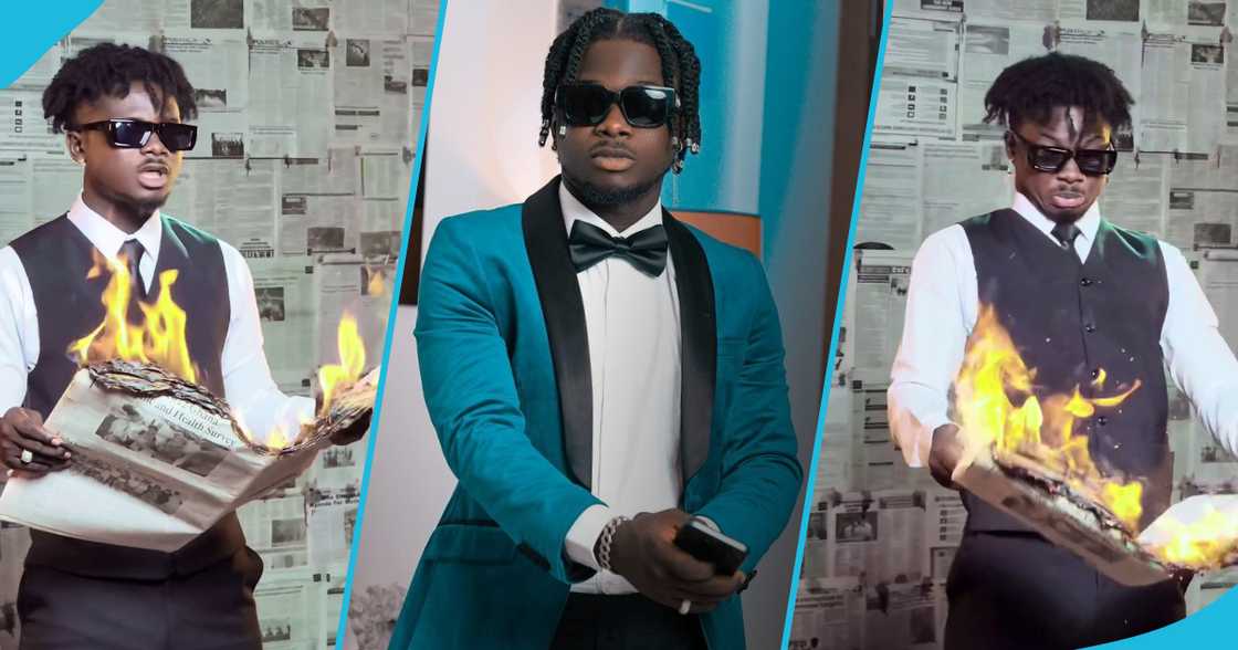 Kuami Eugene on a music video set Kuami Eugene on a music video set