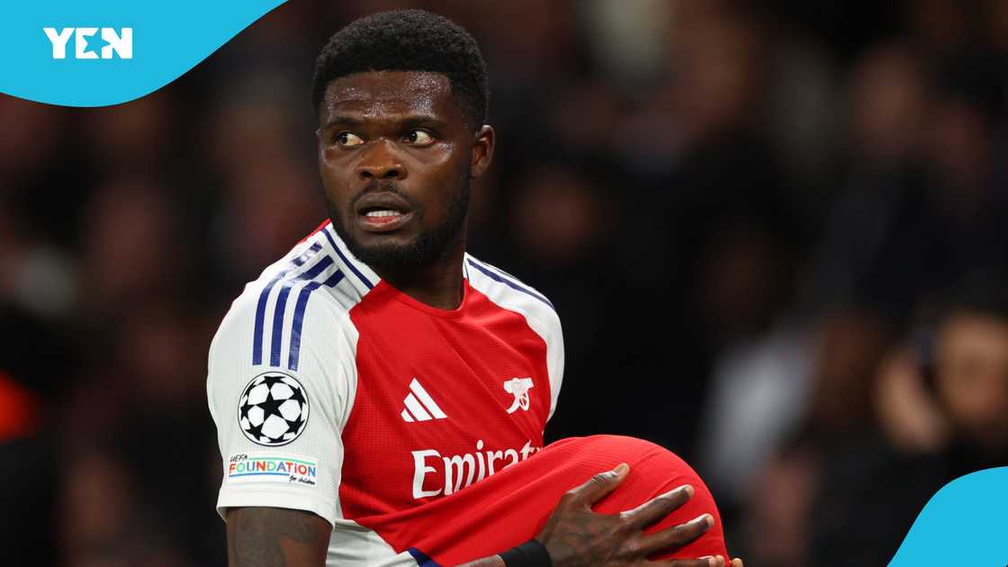 Thomas Partey, Arsenal, UEFA Champions League, Premier League. Thomas Partey, Arsenal, UEFA Champions League, Premier League.