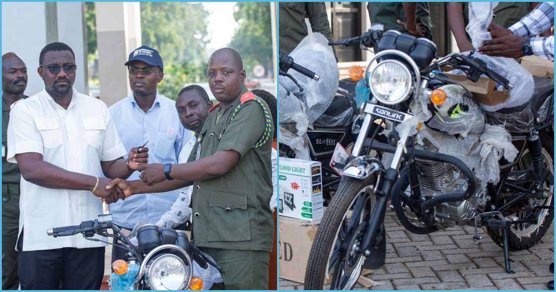 John Dumelo donates motorbikes, streetlights to University Of Ghana security services John Dumelo donates motorbikes, streetlights to University Of Ghana security services