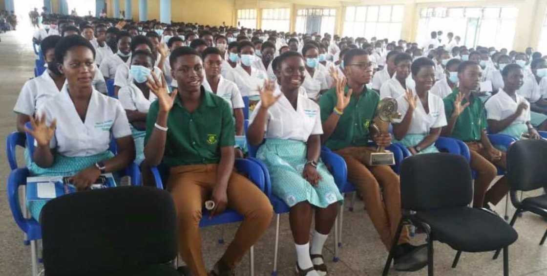 NSMQ winners Prempeh College with trophy at Yaa Asantewaa Girls' NSMQ winners Prempeh College with trophy at Yaa Asantewaa Girls'
