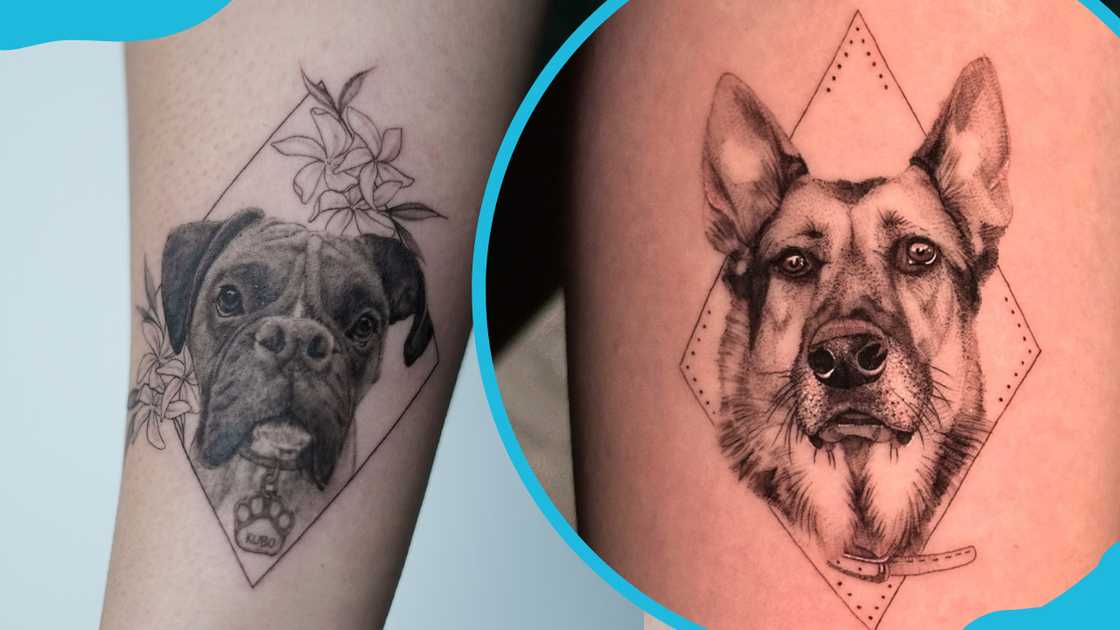 Geometrical portrait dog memorial tattoo Geometrical portrait dog memorial tattoo