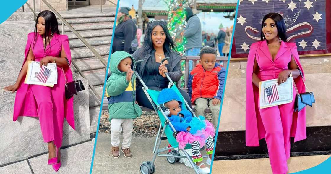 Lil Win's wife Maame Serwaa and their kids in the US Lil Win's wife Maame Serwaa and their kids in the US