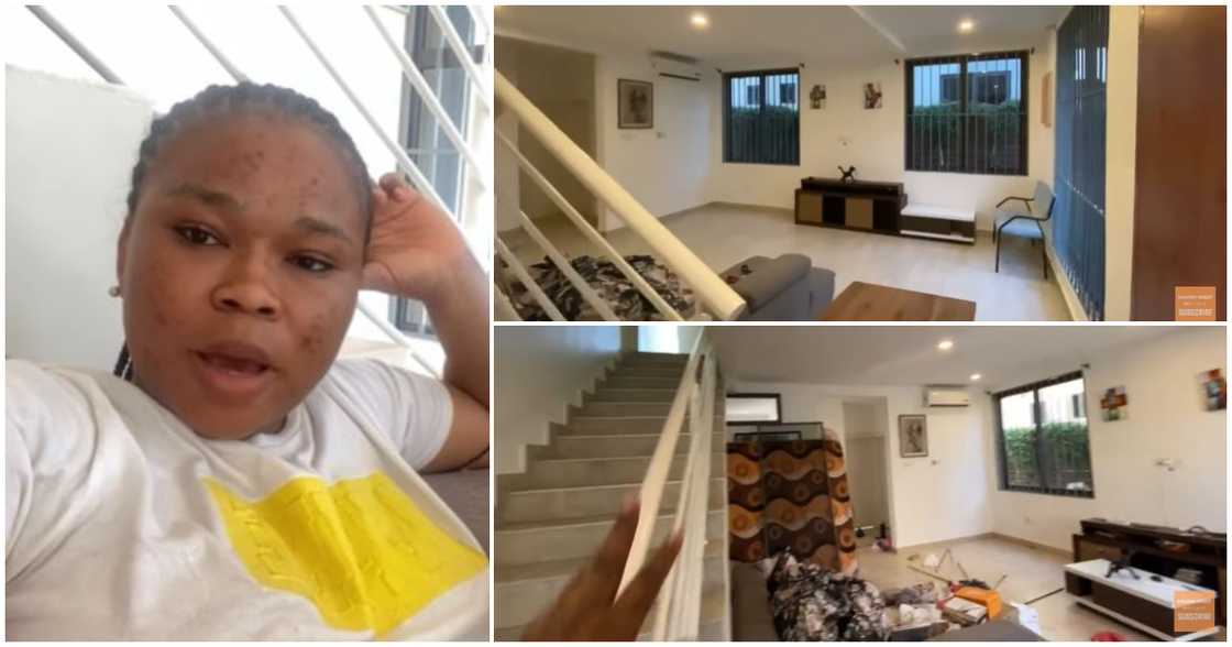 A woman gives out all the belongings in her house A woman gives out all the belongings in her house