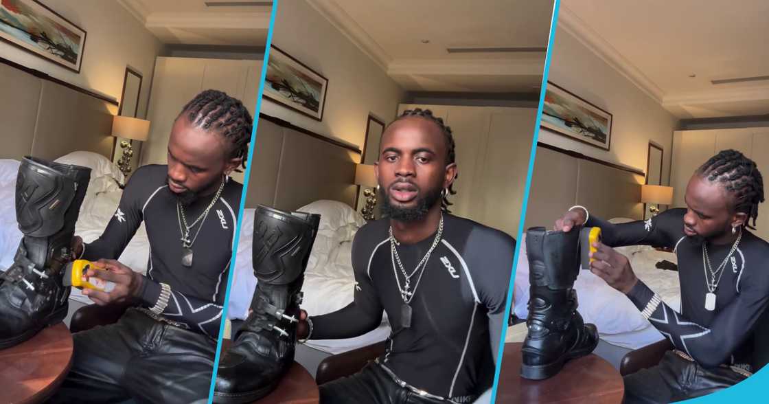 Black Sherif flaunts boots