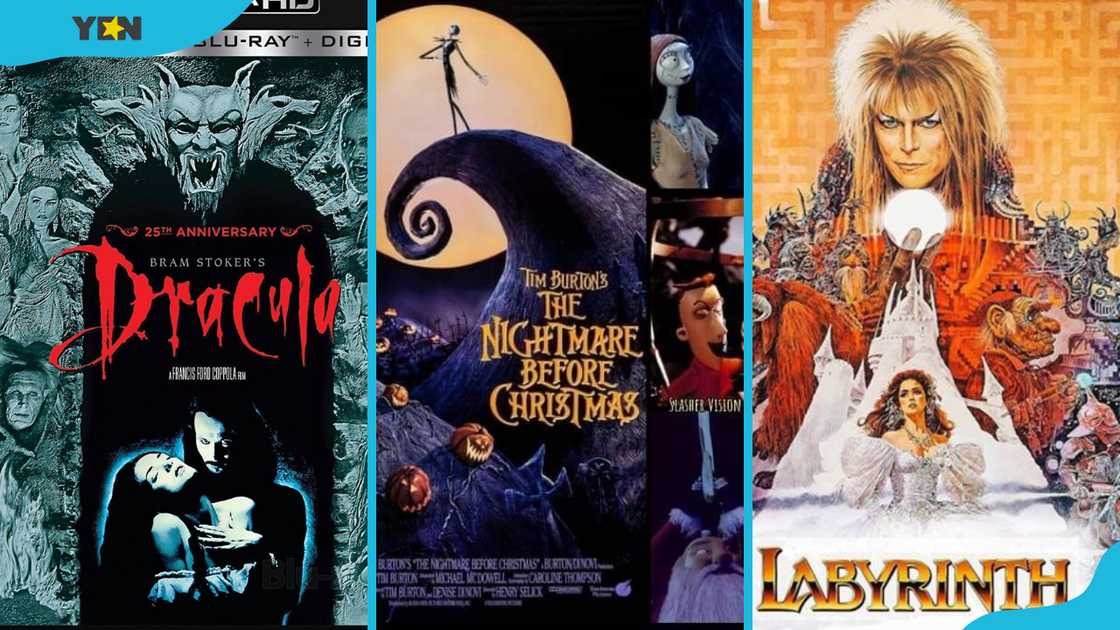 Bram Stoker's Dracula, The Nightmare Before Christmas, and Labyrinth movie posters