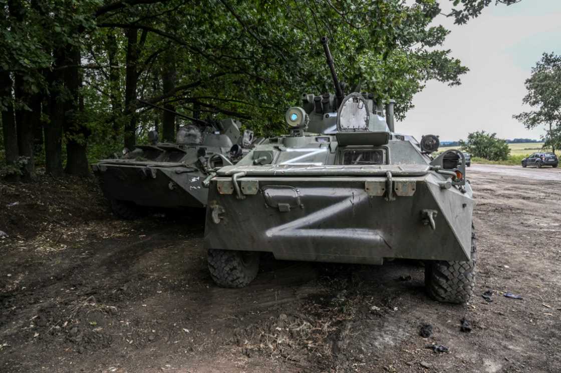 Some Russian armoured vehicles appeared to have been simply abandoned Some Russian armoured vehicles appeared to have been simply abandoned
