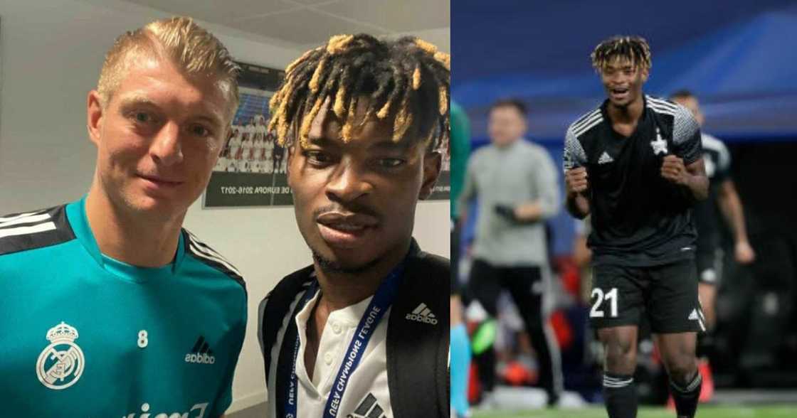Edmund Addo and Real Madrid star Toni Kroos. SOURCE: Twitter/ @_owurakuampofo Edmund Addo and Real Madrid star Toni Kroos. SOURCE: Twitter/ @_owurakuampofo