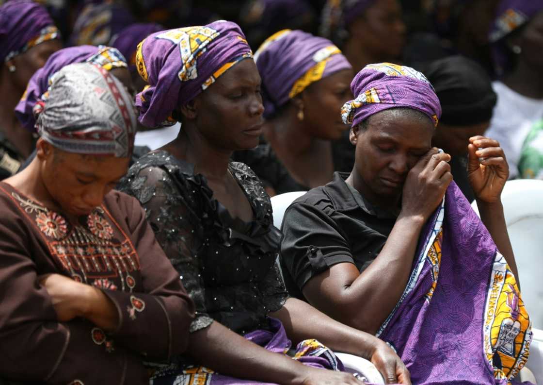 Mothers of children abducted from Bethel Baptist High School in Kaduna state, Nigeria, last year cry at a prayer vigil Mothers of children abducted from Bethel Baptist High School in Kaduna state, Nigeria, last year cry at a prayer vigil