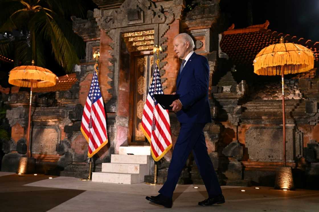 US President Joe Biden was upbeat at a nighttime press conference in a tropical Bali garden US President Joe Biden was upbeat at a nighttime press conference in a tropical Bali garden