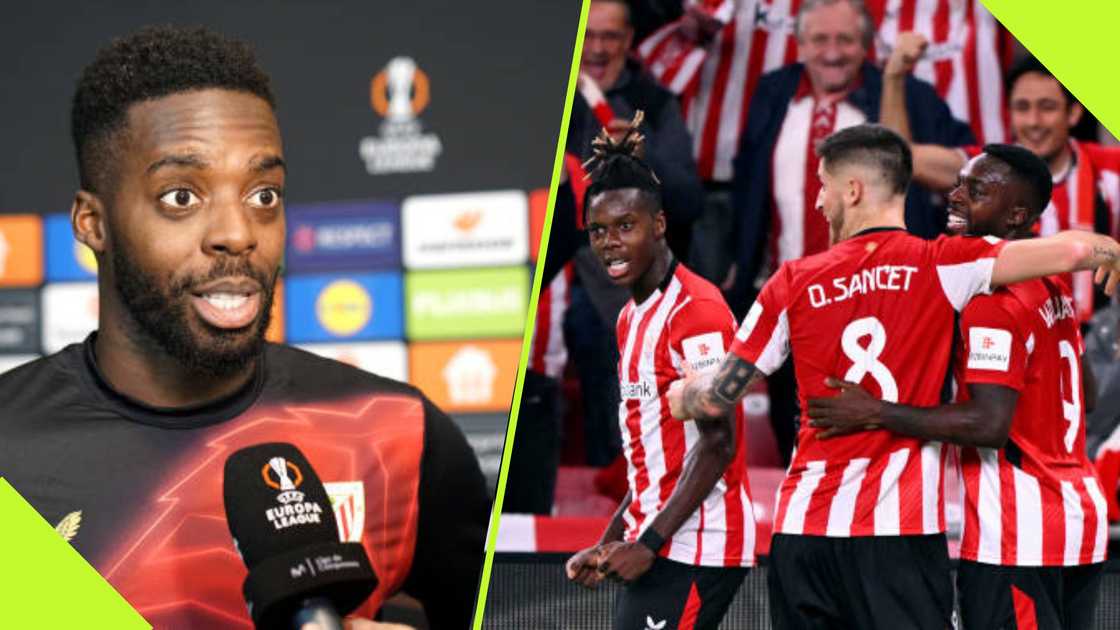 Inaki Williams celebrates after Athletic Bilbao beat Fenerbahce.